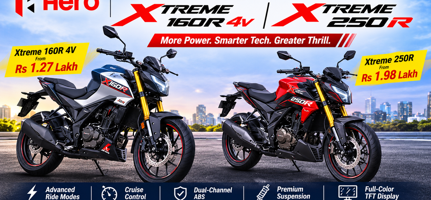 Hero Xtreme 160R 4V and Xtreme 250R updated for 2026