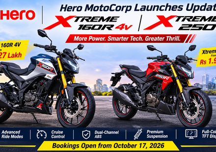 Hero Xtreme 160R 4V and Xtreme 250R updated for 2026